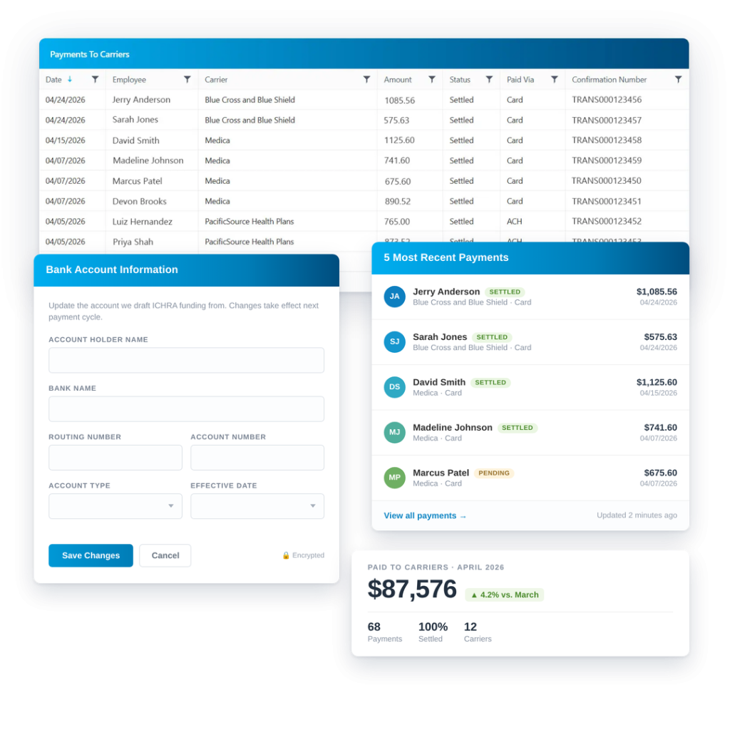 BEN360 payments dashboard collage