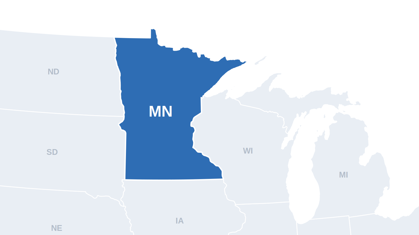 map highlighting MN state